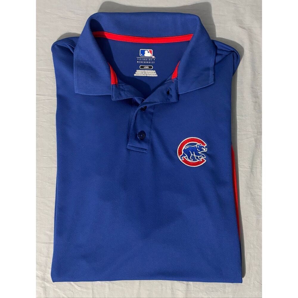Chicago Cubs Polo Shirt Mens Blue Short Sleeve Embroidered MLB Baseball Golf